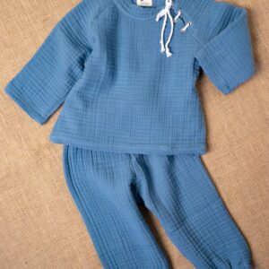 4 Layer Muslin Indigo Pyjamas Set